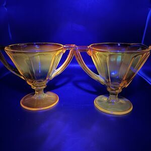 Westmoreland Amber creamer and sugar dish